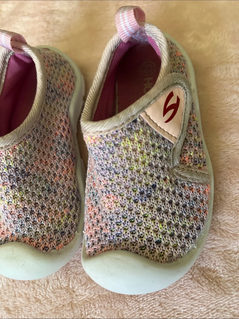Kids Pastel Multicolor Knit Slip-On Sneakers